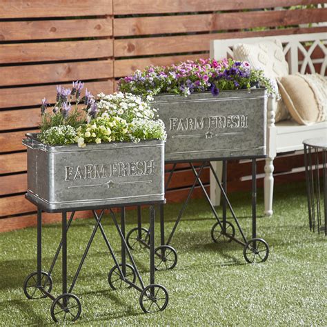 large galvanized steel planter box|rectangular galvanized metal planters.